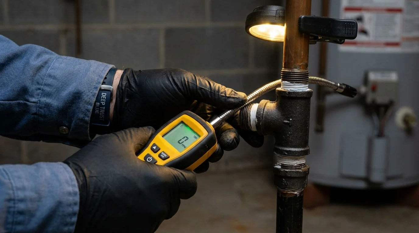 Gas leak detection with electronic sniffer by Johns Plumbing LLC in Lindenhurst