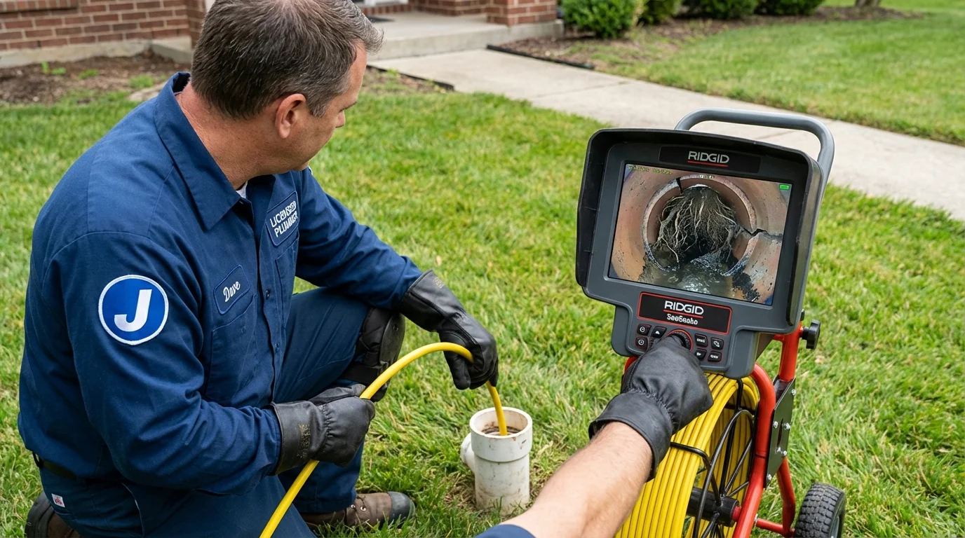 Sewer camera inspection being performed by Johns Plumbing LLC in Lindenhurst